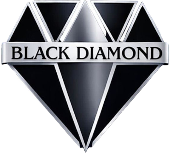 Black Diamond logo — brilliant-cut diamond emblem with BLACK DIAMOND text